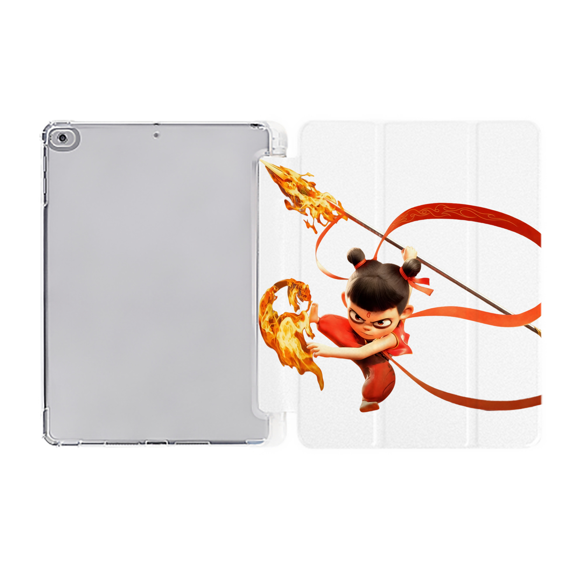 （画像用） Ne Zha 2 ナタ 魔童の大暴れ IPad ケース ペン収納付き 三つ折りスタンド PUレザー×シリコン 対応機種9.5/10.5/10.9インチ